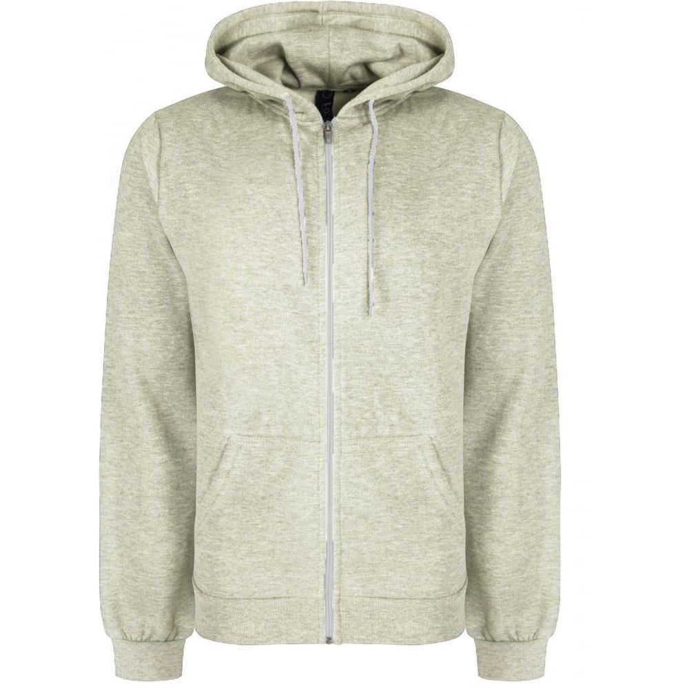 Soul Star Adults Berkeley Full Zip Through Hooded Sweatshirt Tops Oatmeal