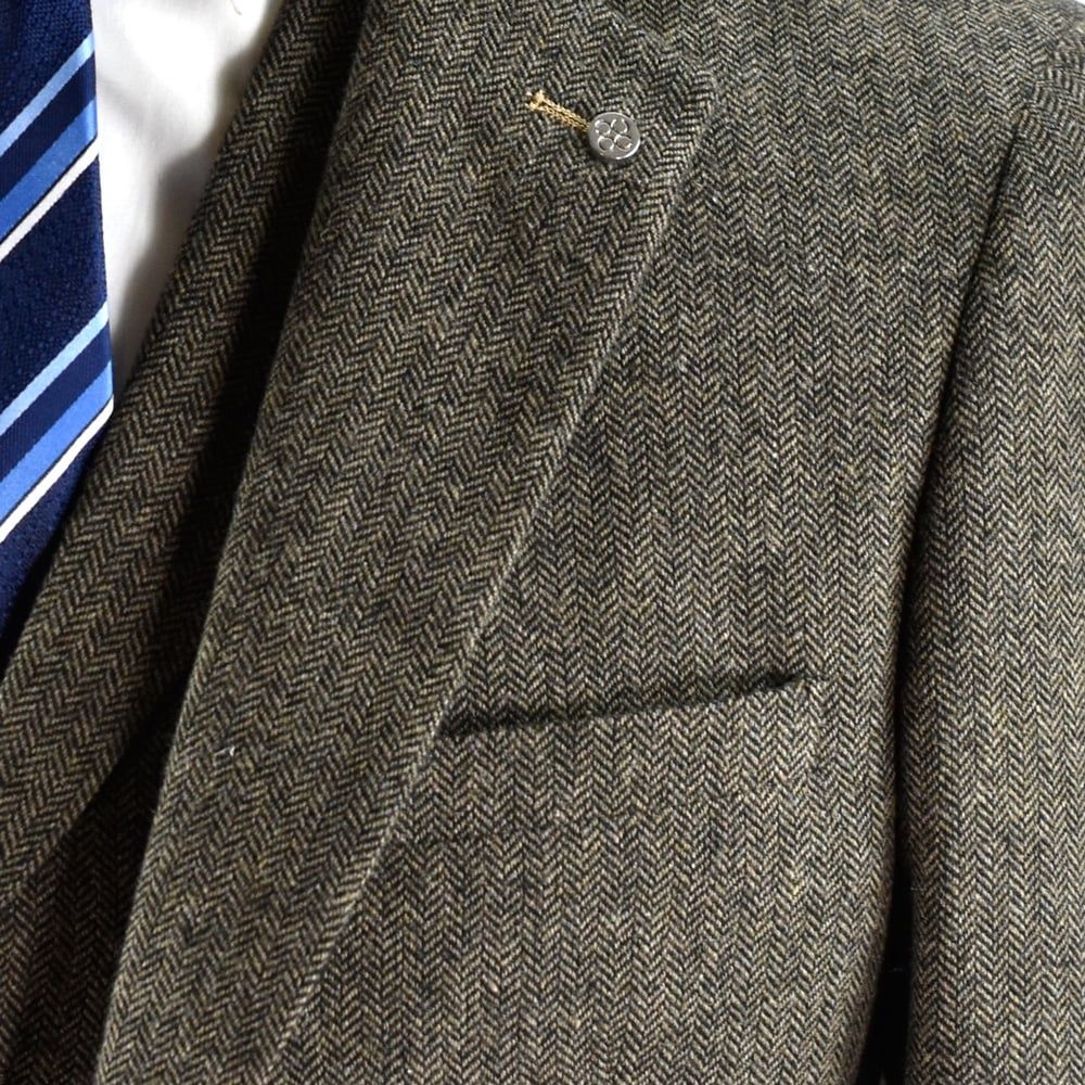 Cavani Martez 3 Piece Suits Herringbone Regular Fit Blazer Brown