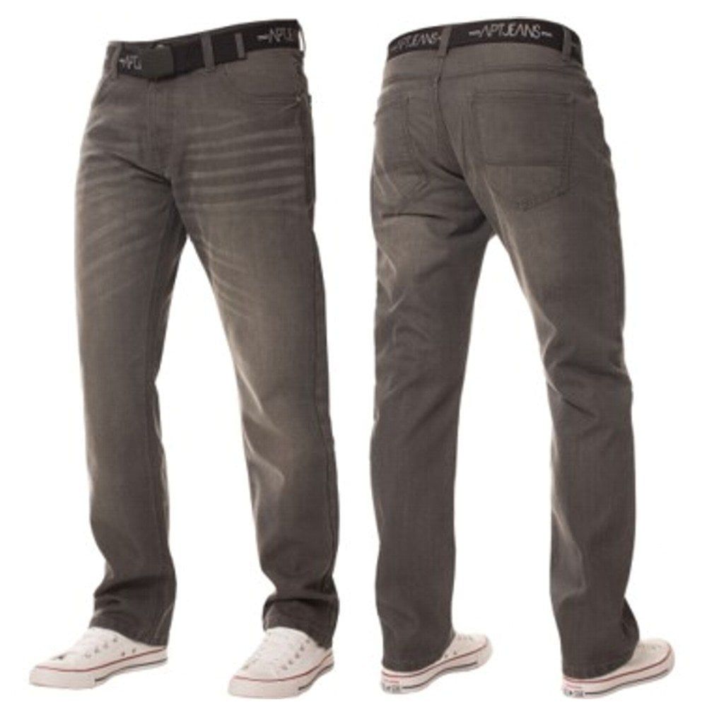 Mens Enzo Apt New Rico Designer Denim Straight Leg Jeans Grey