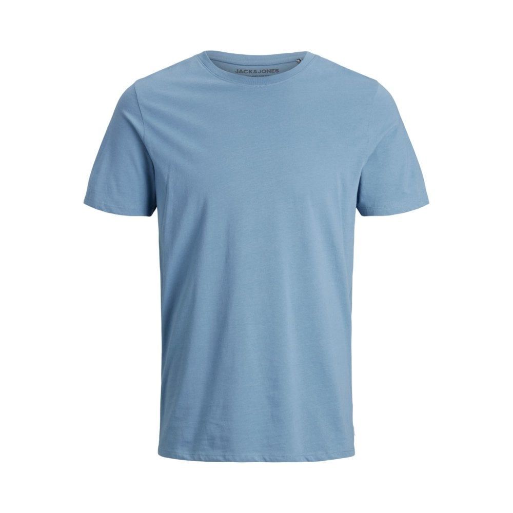 Jack & Jones Mens Crew Neck Slim Fit T-shirt Stretchy Plain Lycra Cotton Tee Blue Heaven