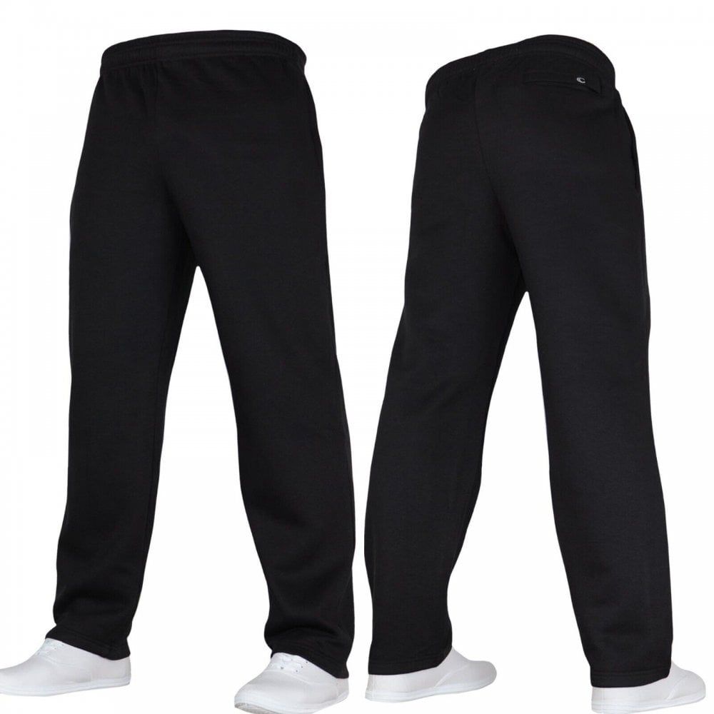 Carabou Fleece Pants Joggers Warm Thick Gym Open Bottom Sports Running Pants Blk