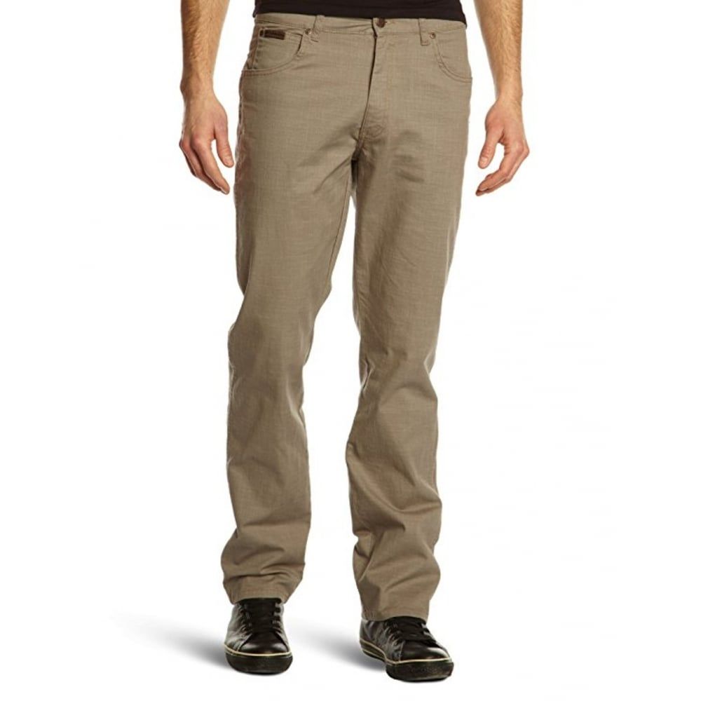 Wrangler Texas Mens Regular Fit Stretch Hash Jeans Light Olive