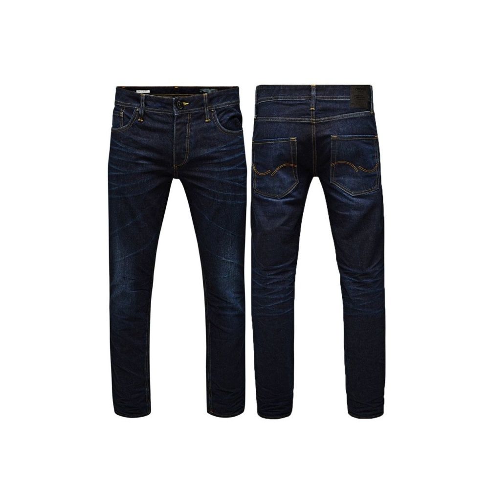 Jack & Jones 36" Leg Tim Original Slim Fit Distressed Jeans Medium Blue