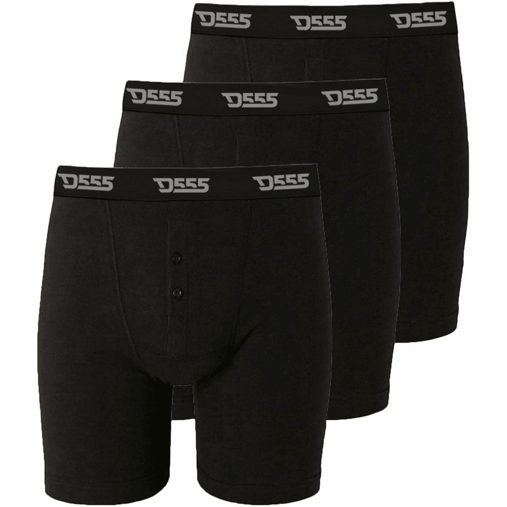 Duke New Mens Kingsize Big Cotton Boxer Shorts Button Fly XL Underwear 3 Pack Black