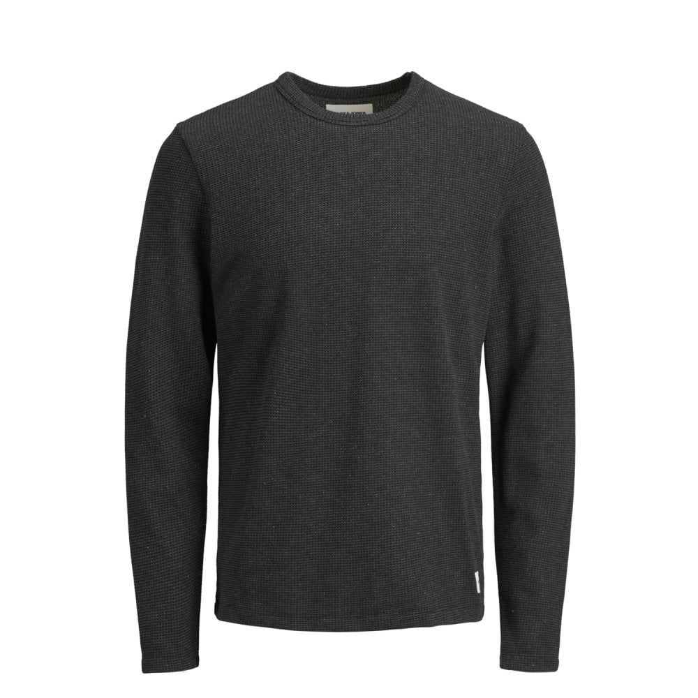 Jack & Jones Mens New Universe Knit Crew Neck Jumper Black Melange