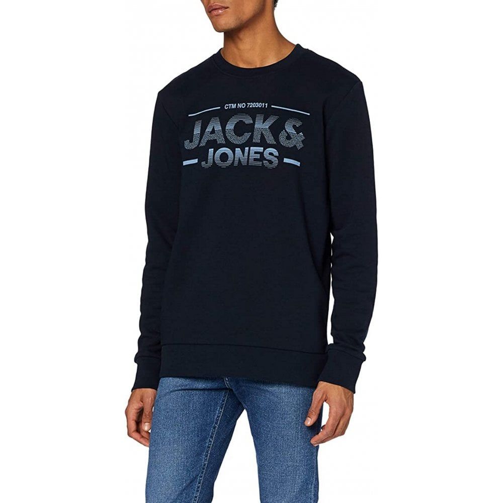 Mens Jack & Jones New Sead Designer Classic Sweatshirt Sky Captain
