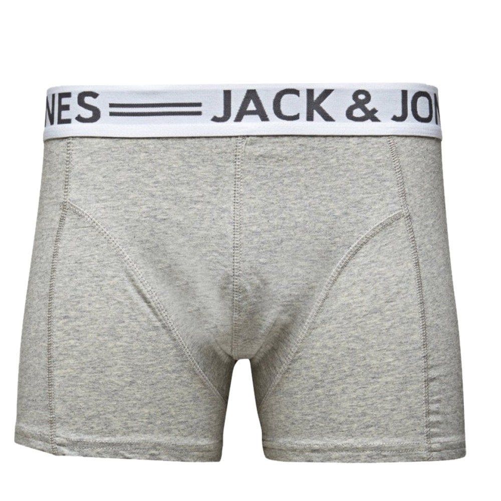 Jack & Jones Mens Sense 3 Pack Boxer Trunks Grey