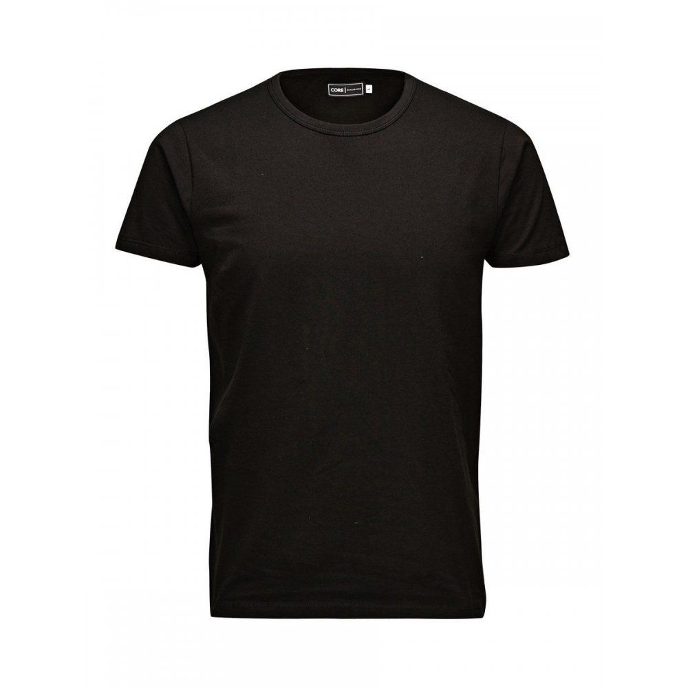 Jack & Jones New Mens Crew Neck Slim Fit T-shirt Stretchy Plain Lycra Cotton Tee Black