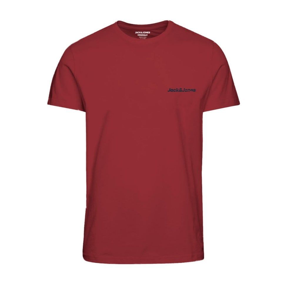 Mens Jack & Jones New Traffic Designer Classic T Shirt Brick Red