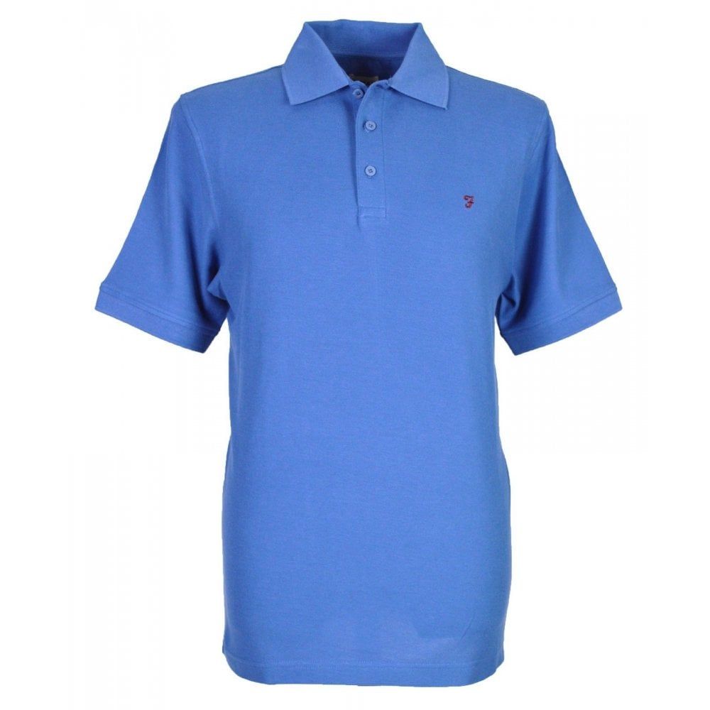 Farah Mens New Casual Cove Plain Polo Shirts Dusky Blue