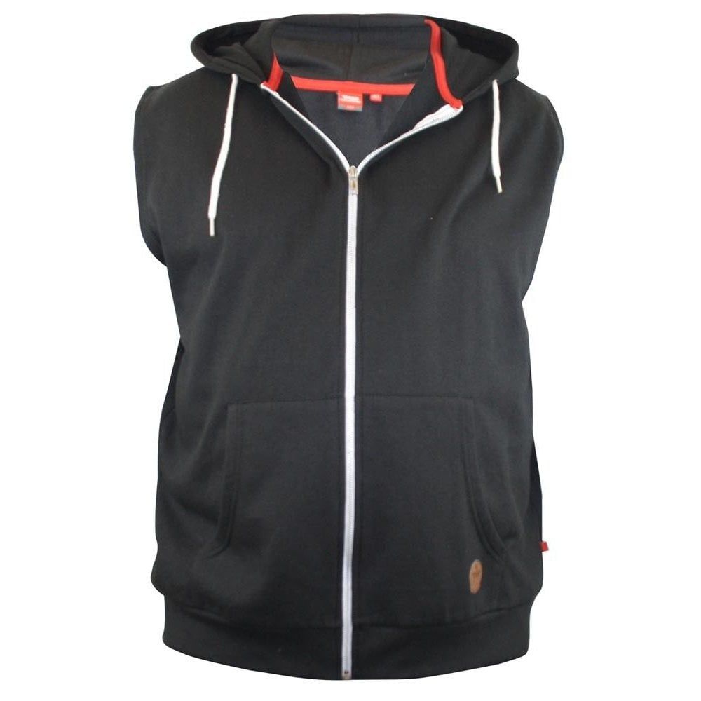 Mens D555 New Big King Size Blake Sleeveless Hooded Tops Black