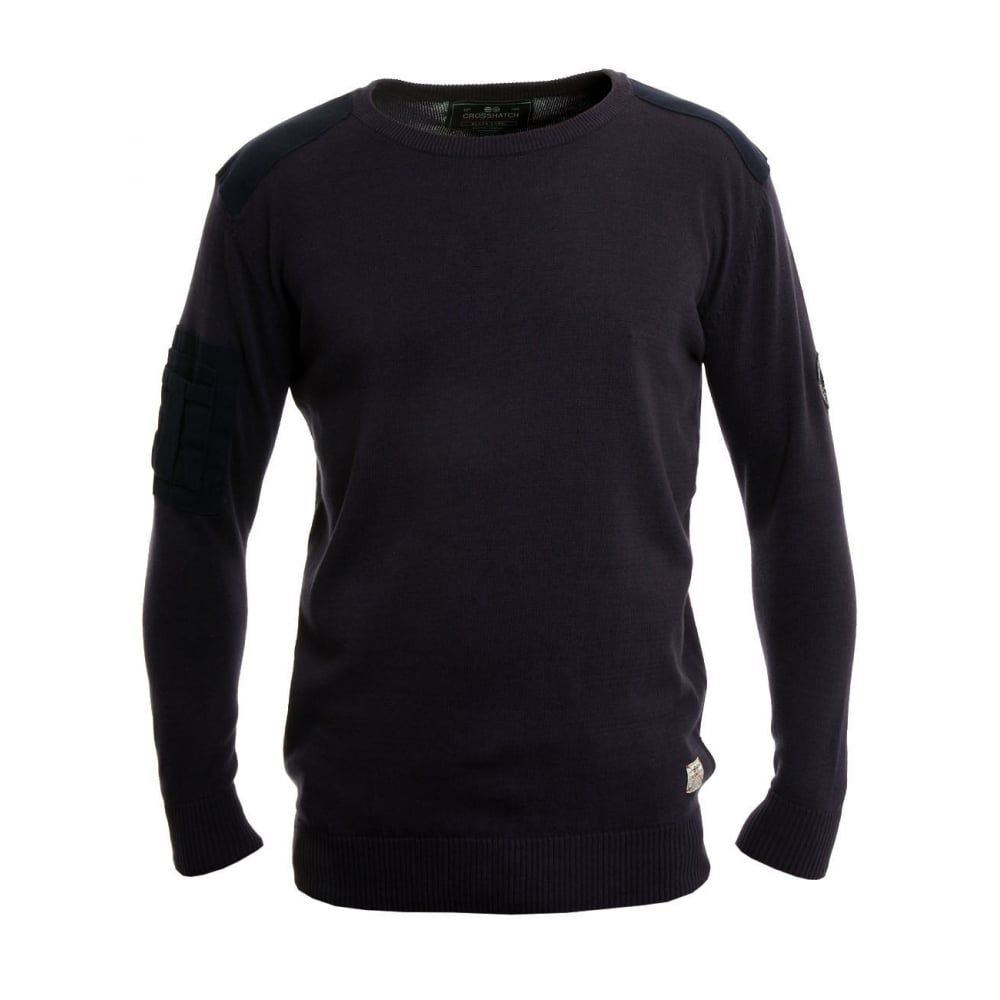 Crosshatch Linzee Crew Neck Cotton Jumper Parision Navy