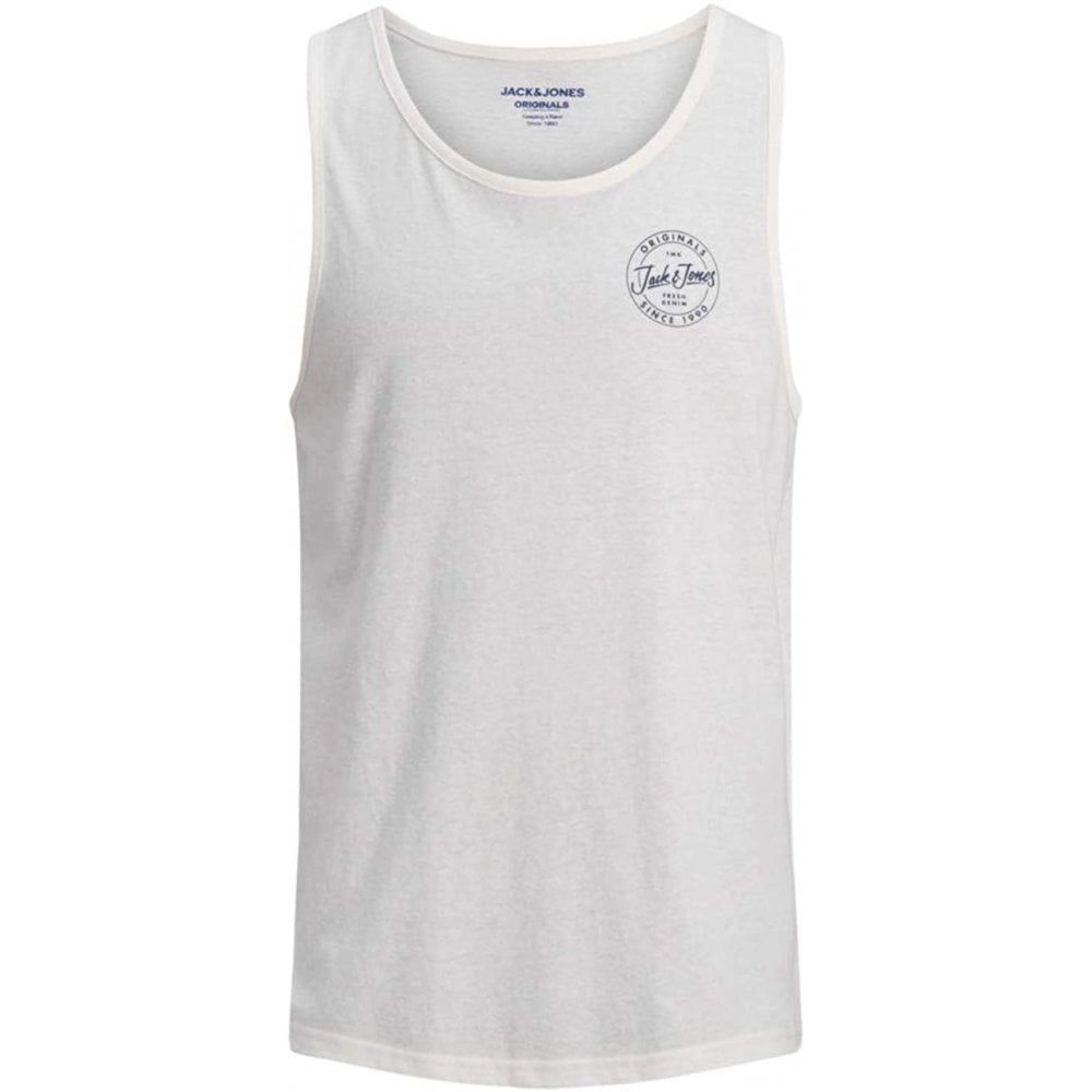 Jack & Jones Mens Designer Branded Really Tank Vest Total Cloud Dancer