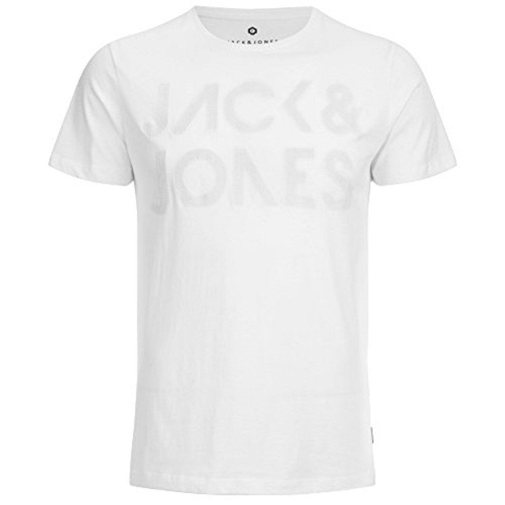 Jack & Jones Mens Rupert Embossed Casual Designer T Shirt White