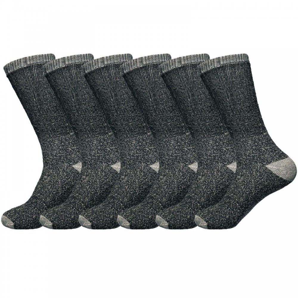 Fresh Feel New Socks Mens Merino Wool Boot Black Grey Socks Adults 6 Pairs