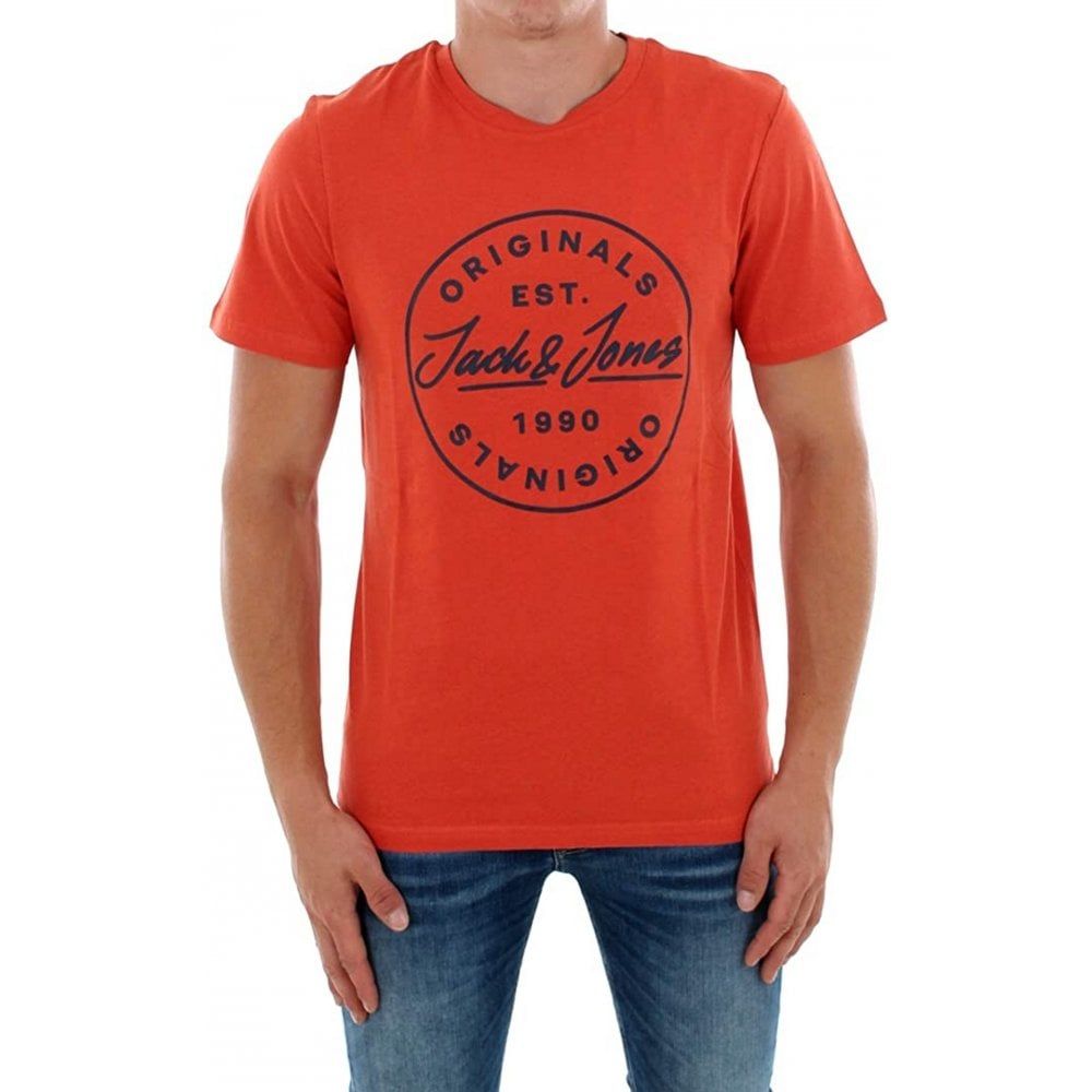 Mens Jack & Jones New JORLANGMORE Designer Classic T Shirt Chilli