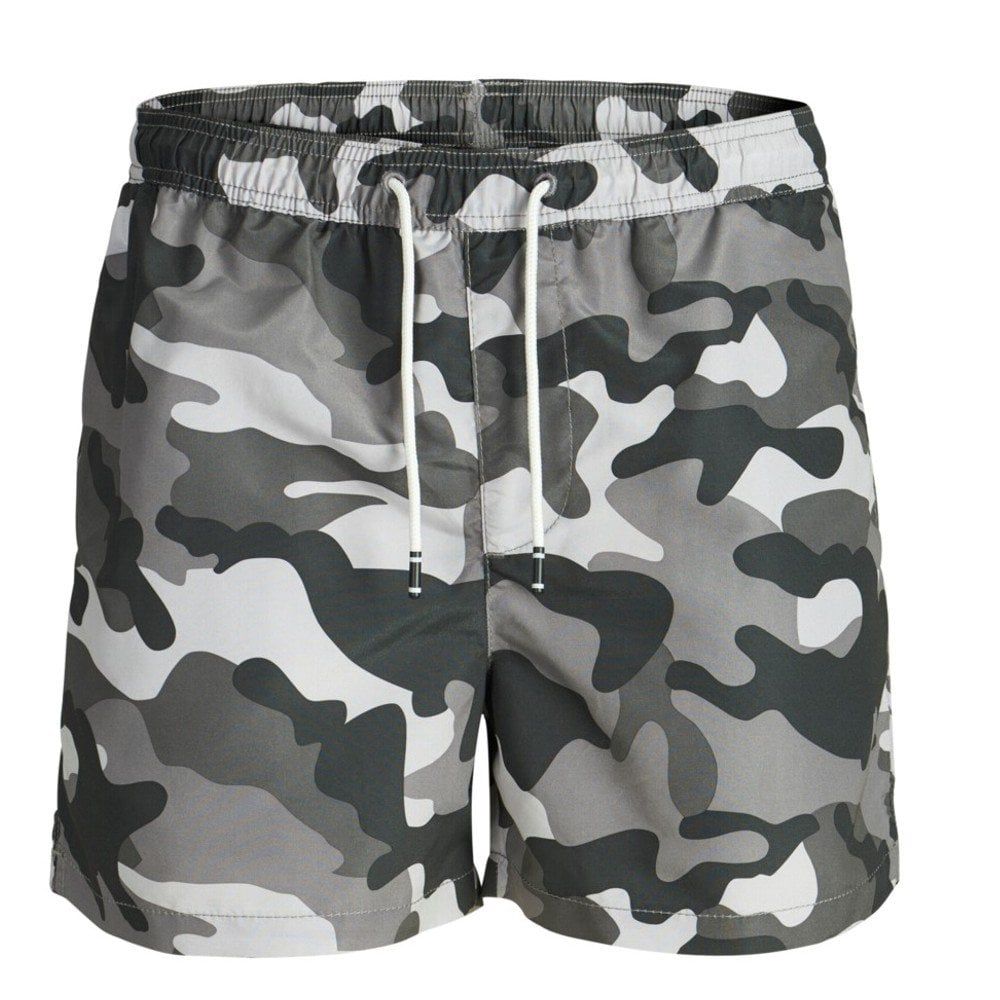Jack & Jones Mens Army Camoflage New Cali Swim Shorts Charcoal