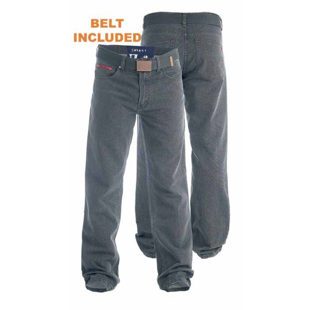 Duke London Mens Original Fit Zip Fly Enzyme Washed Bedford Cord Charcoal