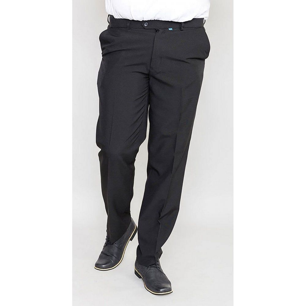 D555 Mens New Formal Flexi Waist Trousers Max In Black 
