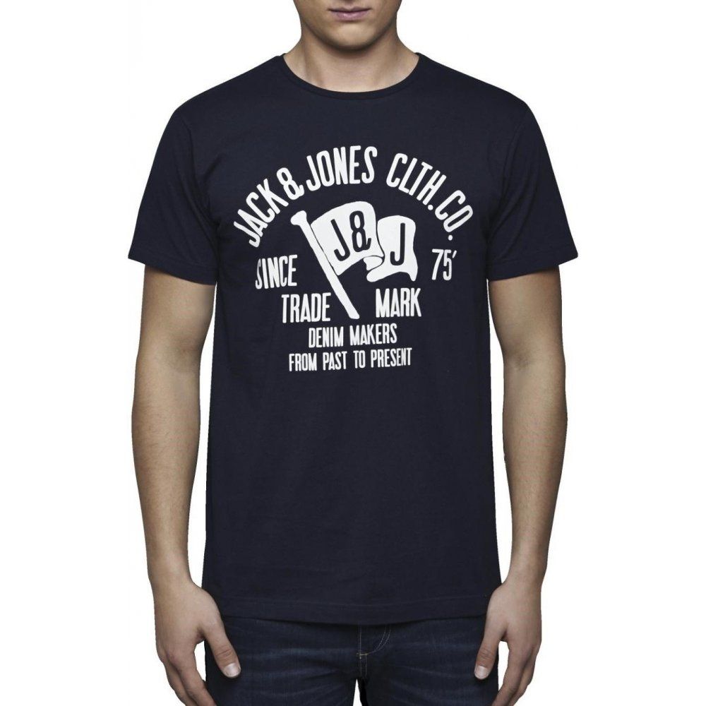 Jack & Jones Mens Casual Raffa Flag Designer T Shirt Dress Blue