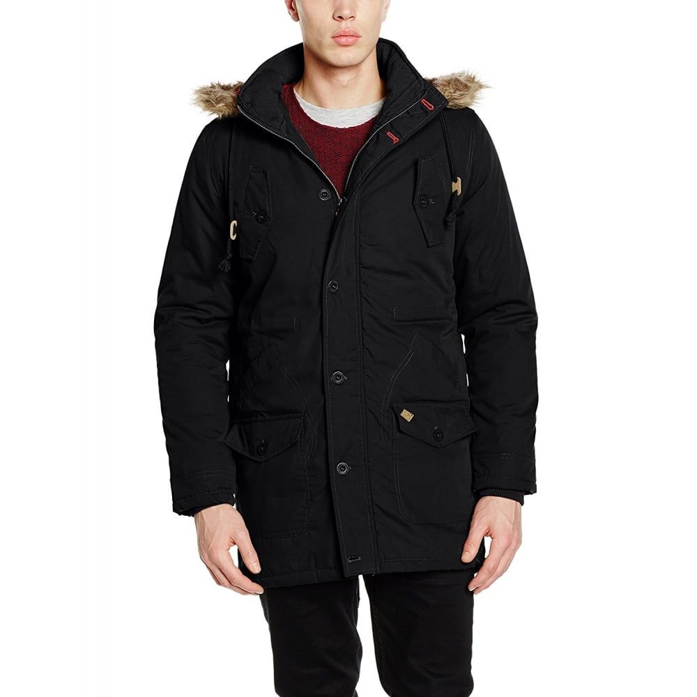 Lee Cooper Mens New Bitton Vintage Mod Fishtail Parka Black