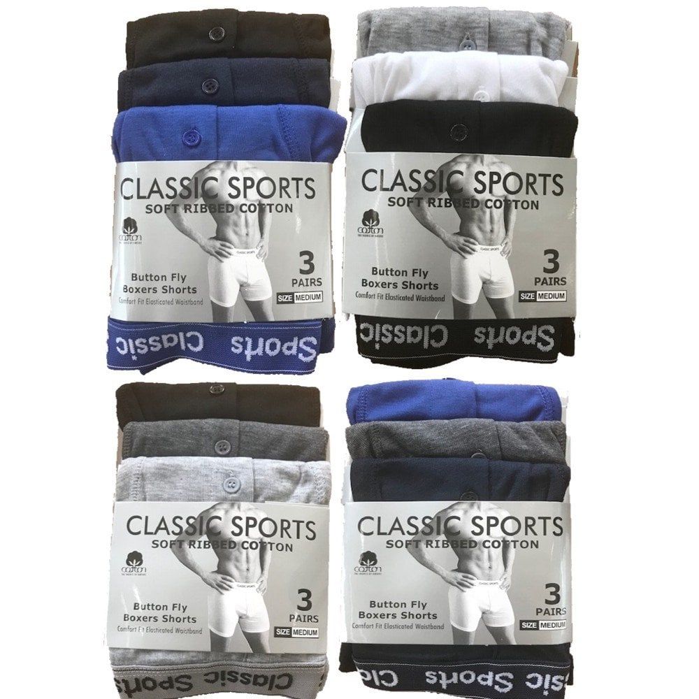3 Pack Mens Boxers Shorts Designer Classic Sports Comfort Fit Underwear Breifs