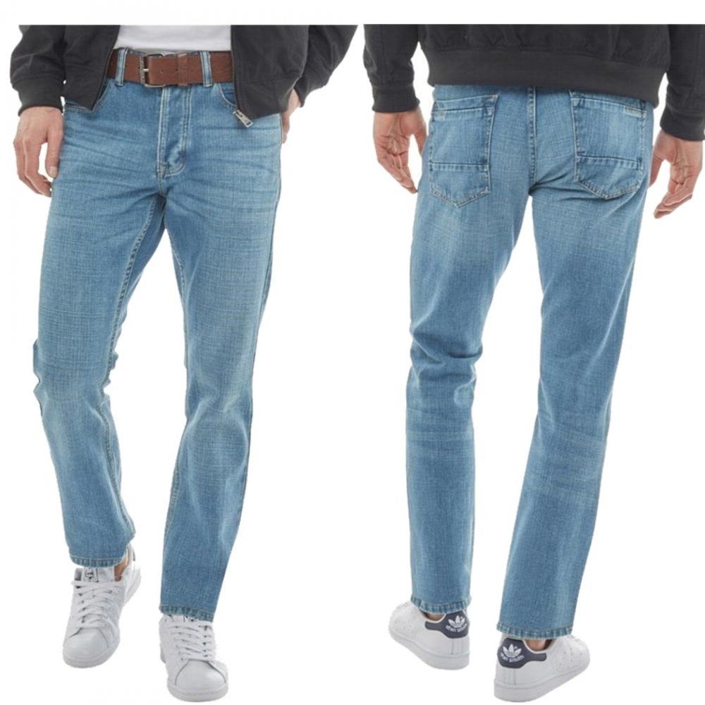 Crosshatch Bancrofter Mens new Branded Regular Fit Straight Leg Denim Jeans Mid Wash