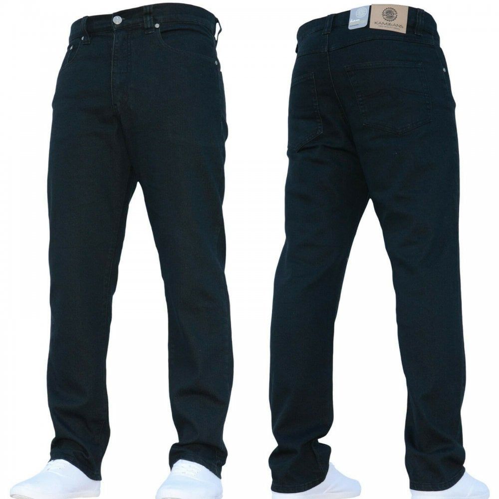 Mens Forge Jeans Heavy Duty Workwear Basic Straight Regular Fit Black Jeans