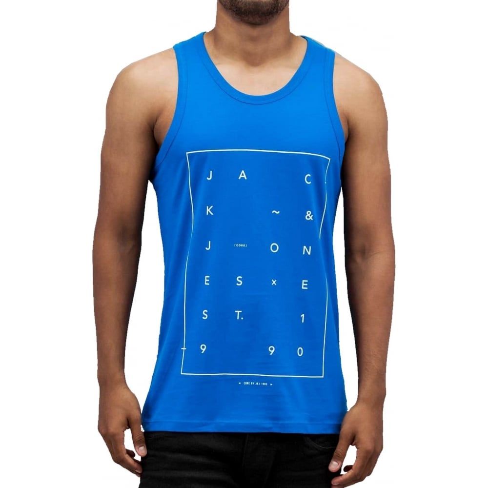 Jack & Jones Jcoair Mens Branded Fresh Tank Vest Directoire Blue