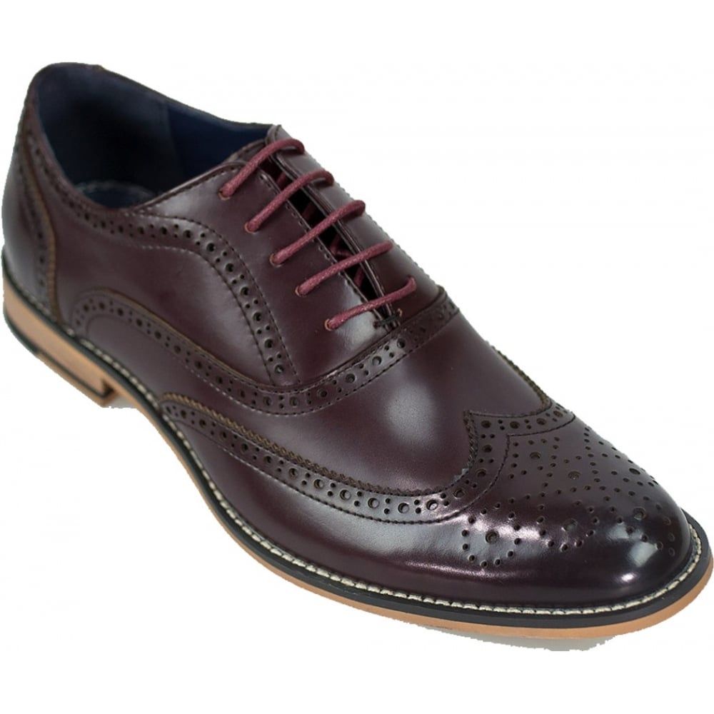 Cavani Oxford Real Leather Wine Gatesby Brogues Casual Designer Retro Shoes