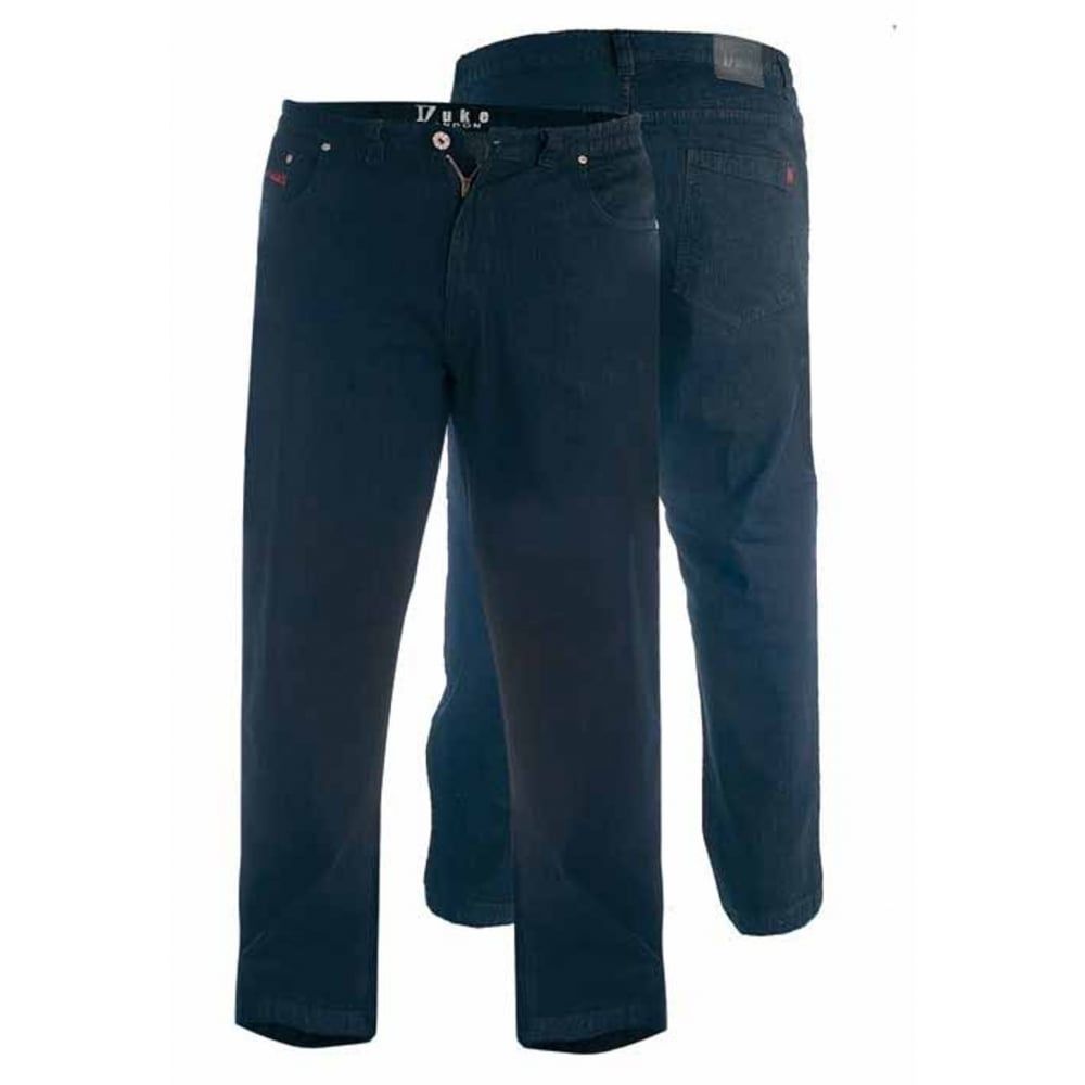 Duke London Mens New Elasticated Waist Denim King Size Jeans Black 