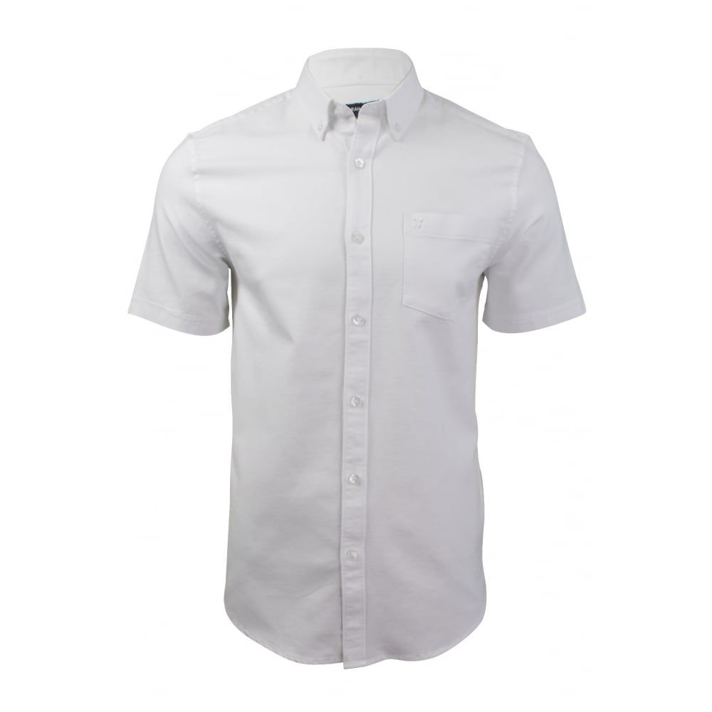 Farah Mens Short Sleeve Regular Fit Thompson Oxford Shirt Bluewater