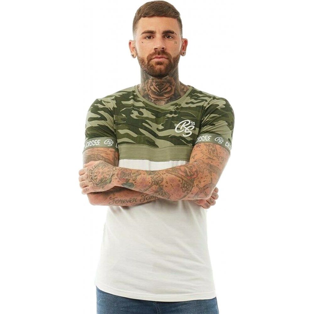 New Crosshatch Mens Youneek Camo Army Print Casual T Shirt Green 