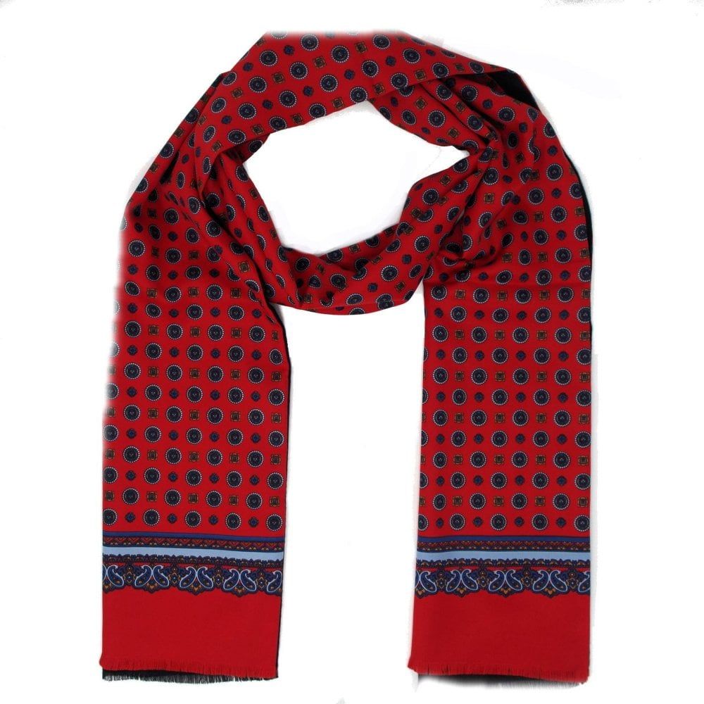 Warrior Clothing Mod Vintage Tassled Scarf Red Paisley