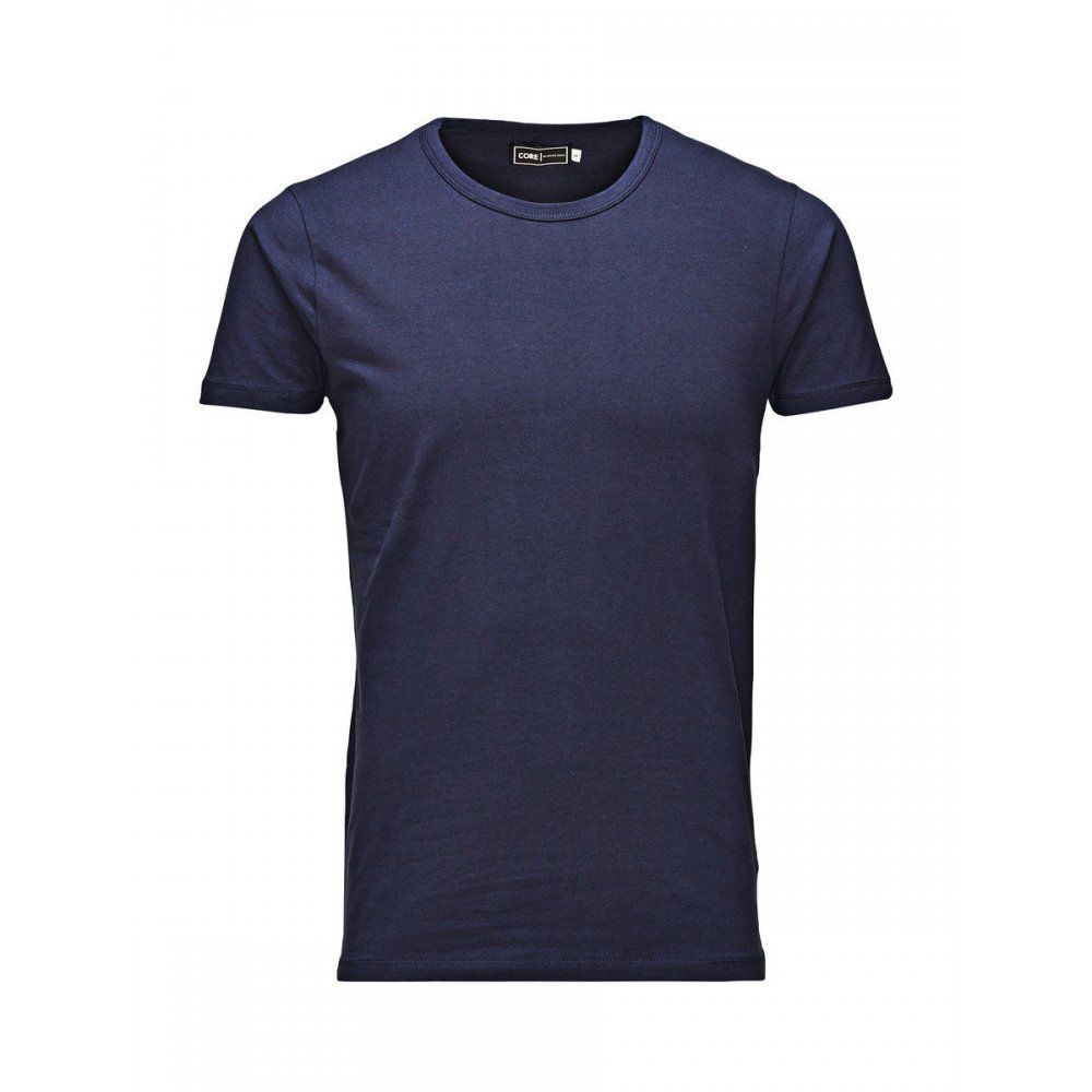 Jack & Jones New Mens Crew Neck Slim Fit T-shirt Stretchy Plain Lycra Cotton Tee Navy