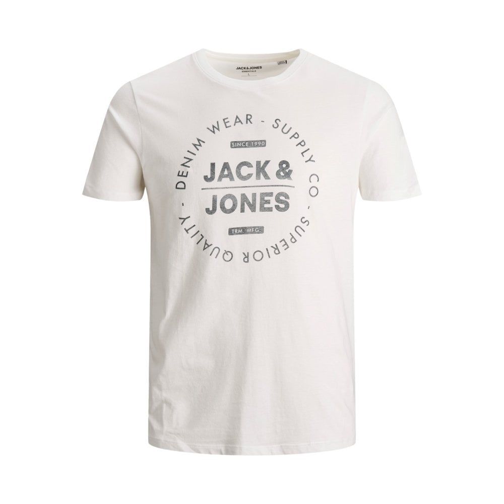 Mens Jack & Jones New Jeans Designer Classic T Shirt Cloud Dancer