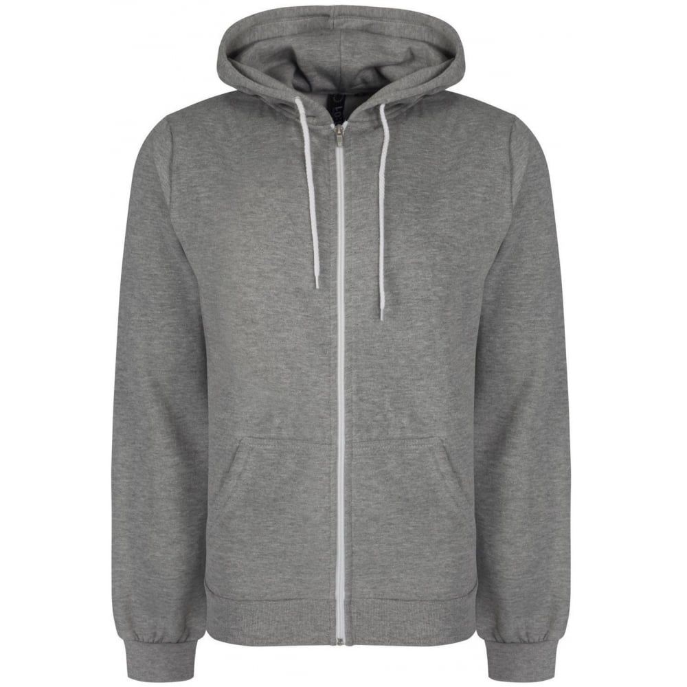 Soul Star Adults Berkeley Full Zip Through Hooded Sweatshirt Tops Grey