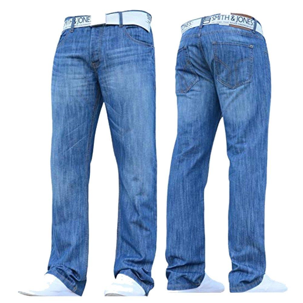 Smith & Jones Mens Furio Straight Leg Jeans Light Wash