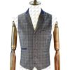 Cavani Masaki Mens Check Slim Fit Casual Waistcoat Grey