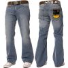 Enzo FBM20 Mens New Bootcut Faded Denim Light Wash Jeans