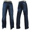Enzo Mens EZ14 Designer Regular Bootcut Denim Dark Used Look Jeans 
