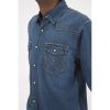 Mens Wrangler Authentic New Western Style Denim Shirt Mid Indigo 