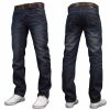 Crosshatch Men's New Fashion Jeans Straight Fit Vintage Faded Blue Denim Farrow