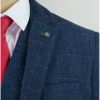 Cavani Carnegi 3 Piece Suits Check Tweed Regular Fit Blazer Navy Check