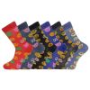 Design Socks Mens Coloured Design Socks Smart Suit Work Golf Cotton Blend Adults 6 Pairs