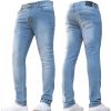 ENZO Mens Designer Stretch Super Skinny Denim Jeans Light Stonewash Blue