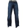 Enzo Mens EZ14 Designer Regular Bootcut Denim Dark Used Look Jeans 