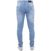 New ENZO Mens Designer Stretch Super Skinny Ripped Denim Jeans Light Stonewash