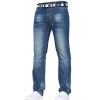 Mens Crosshatch New Gamitto Straignt Leg Distressed Jeans Mid Wash