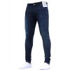 New ENZO Mens Designer Stretch Super Skinny Denim Jeans Dark Stonewash Blue